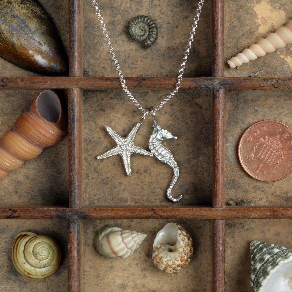 Seahorse and Starfish Necklace, English Pewter Jewellery