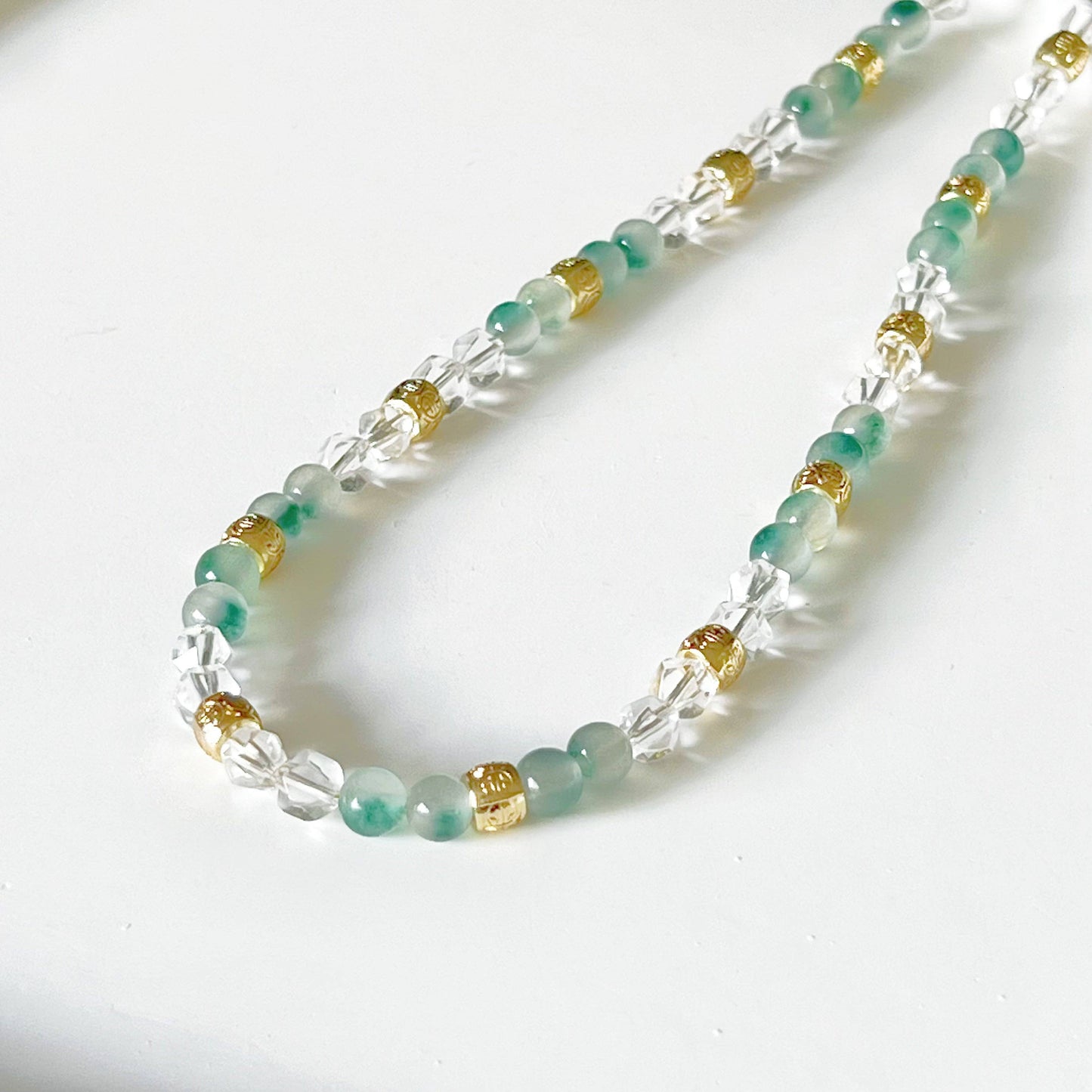 Ninaouity - Green Jade and Clear Quartz Crystal Necklace