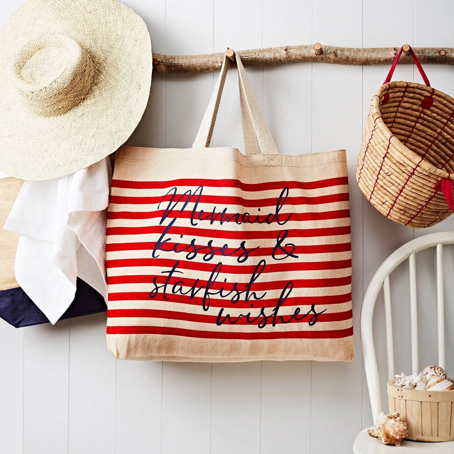 Tillyanna - Mermaid Kisses Stripe Beach Bag