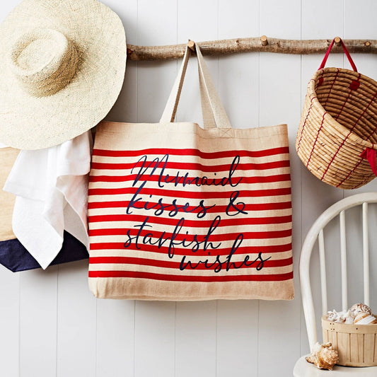 Tillyanna - Mermaid Kisses Stripe Beach Bag