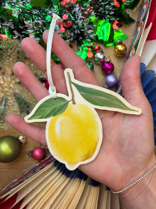 Lemon Wooden Christmas Tree Decoration | Handmade in UK