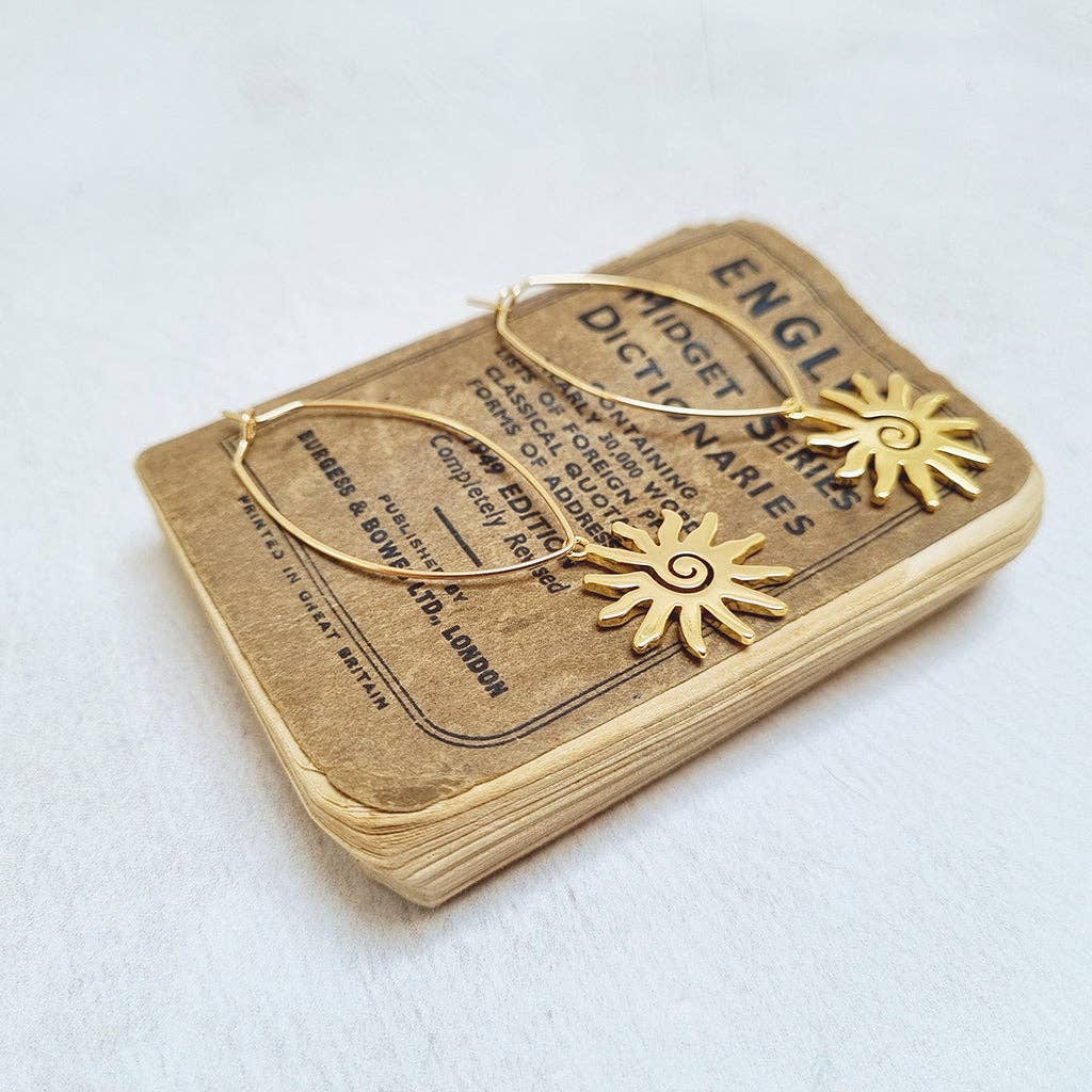 Zamsoe - Abstract Sun Gold Oval Hoop Earrings in a Bottle