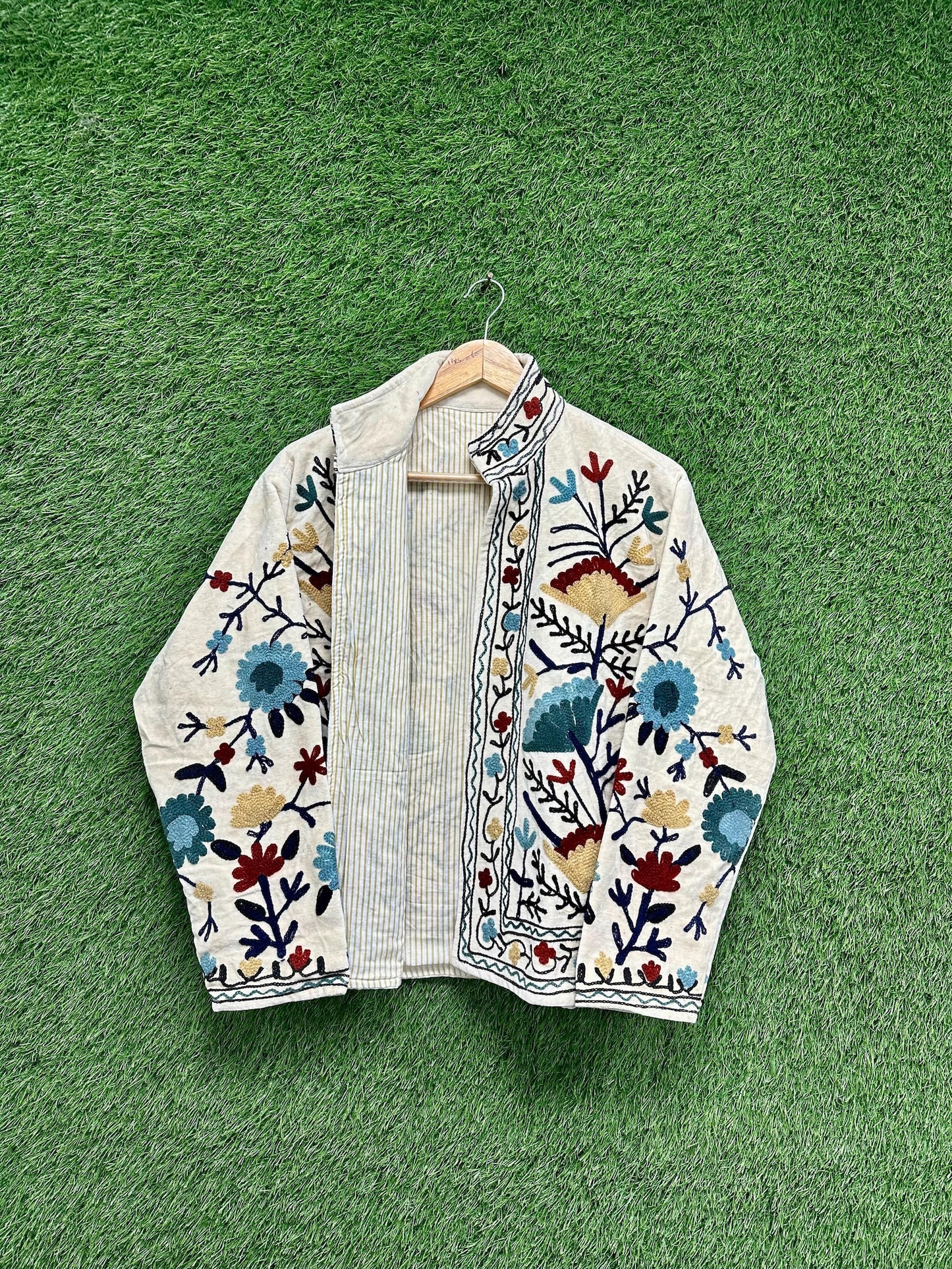 Boho Suzani Jackets, Hand Embroidered Cotton Velvet Quilted