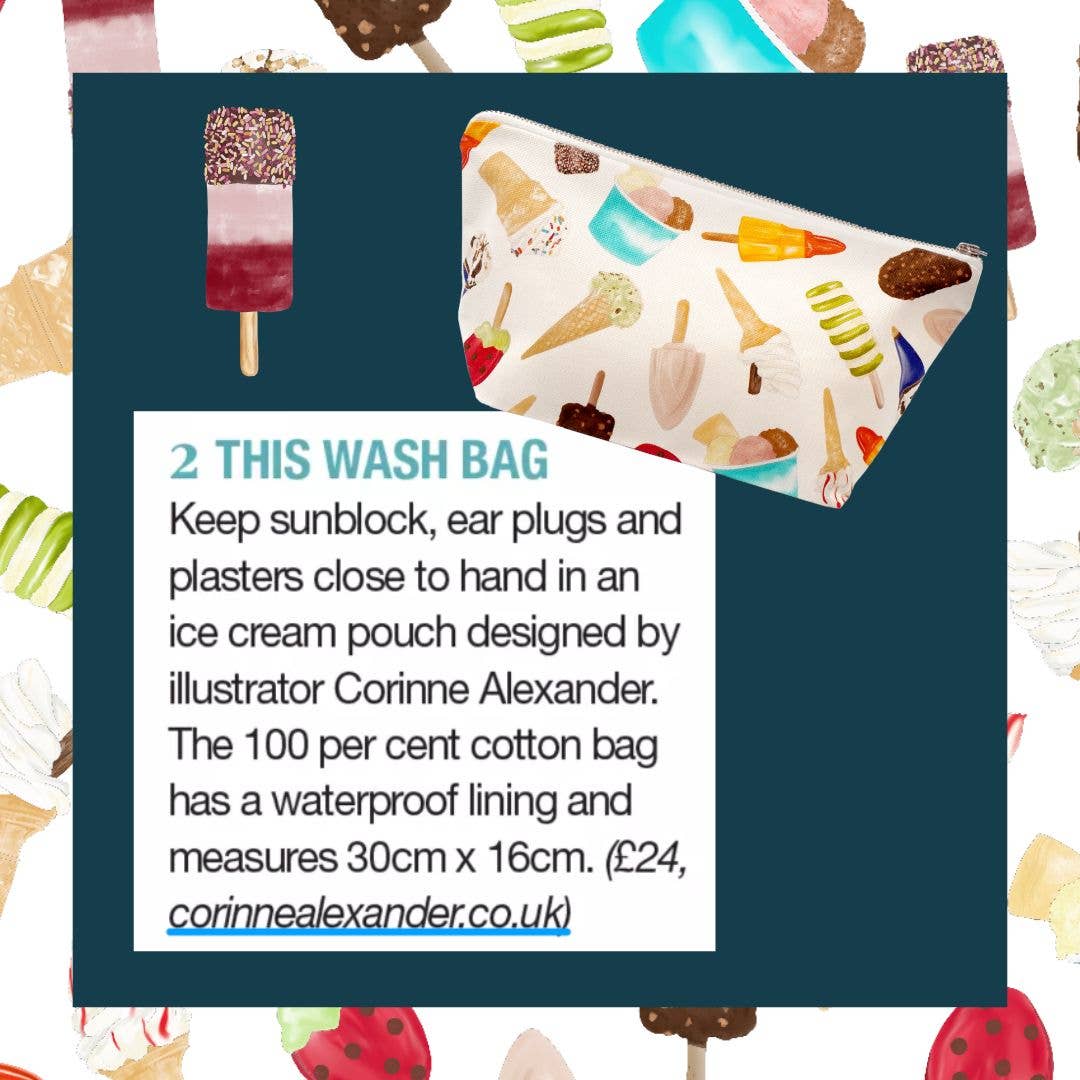Ice Cream Wash Bag - British Made - Cosmetic Bag - Funny