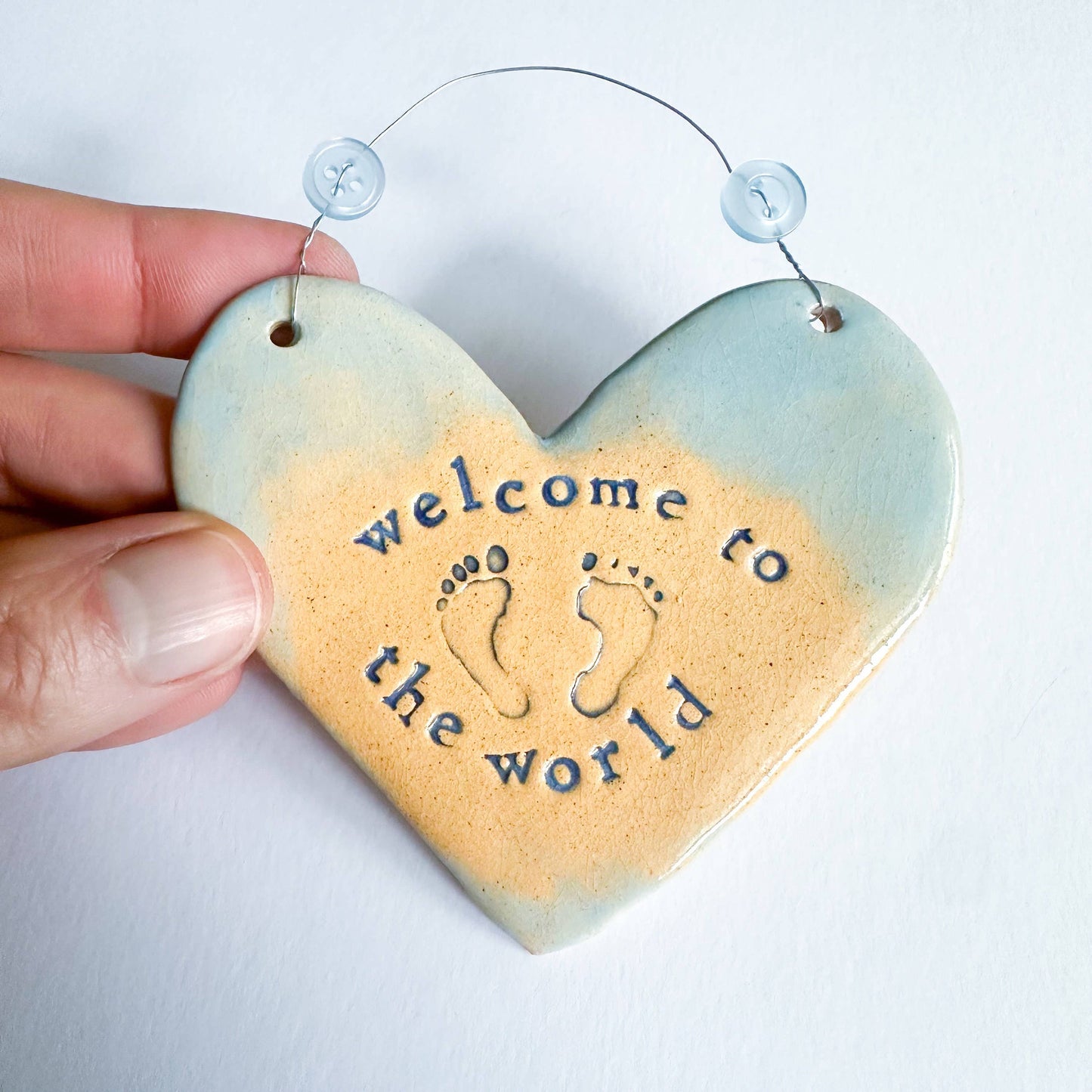 Ceramic Heart New Baby Gift Made in Wales UK