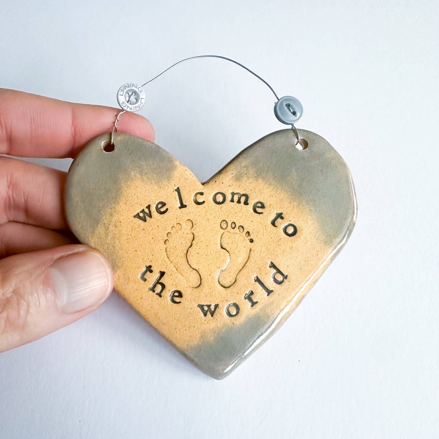 Ceramic Heart New Baby Gift Made in Wales UK