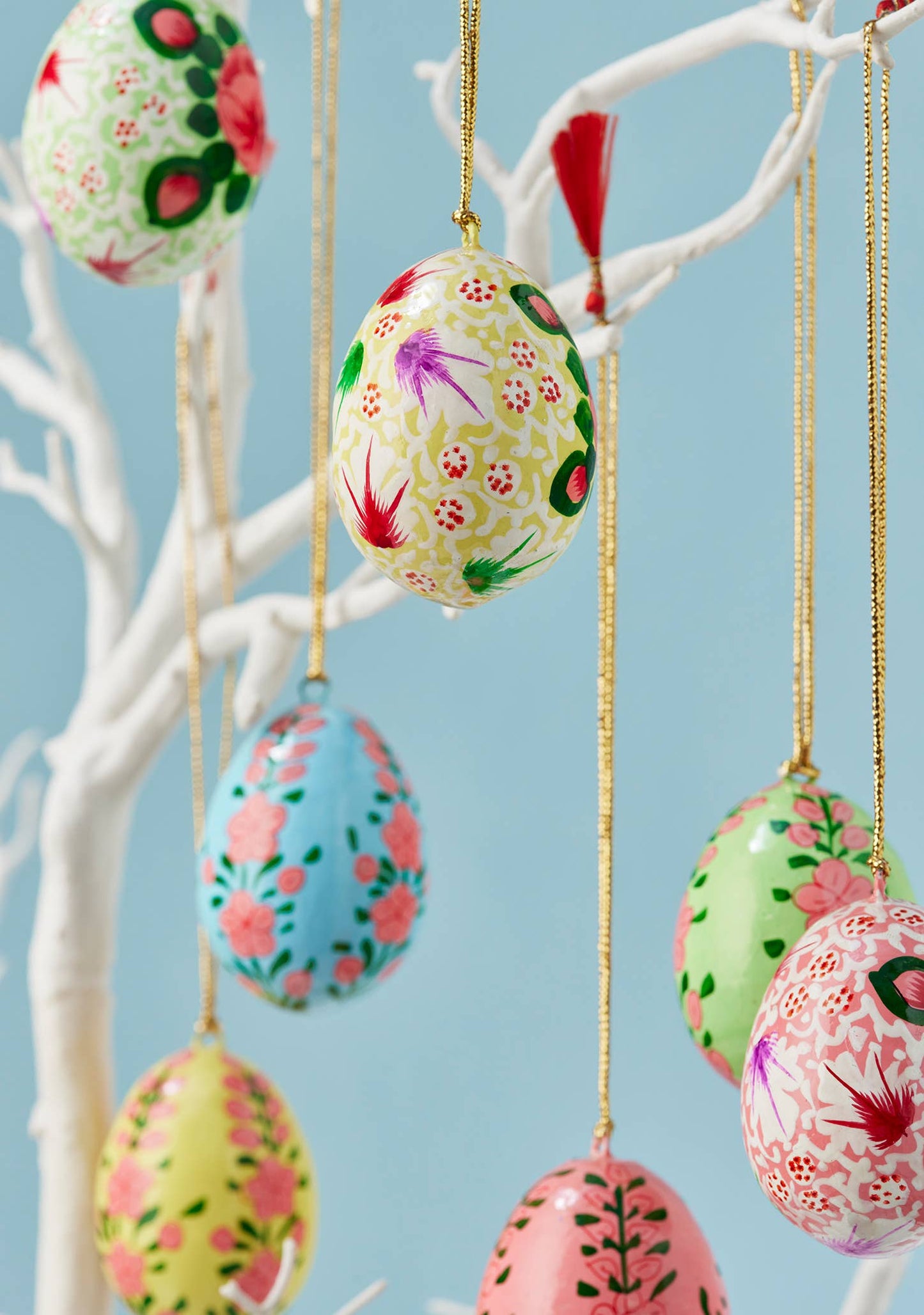 Namaste - Kashmiri Flower Handpainted Easter Egg Hanging Decoration
