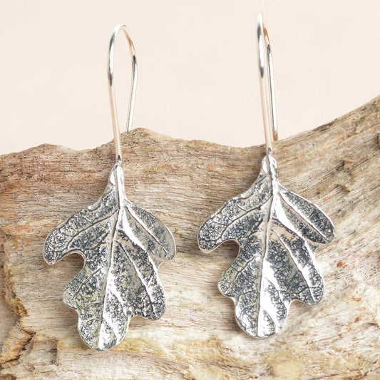 Glover & Smith - Oak Leaf Drop Earrings English Pewter Jewellery