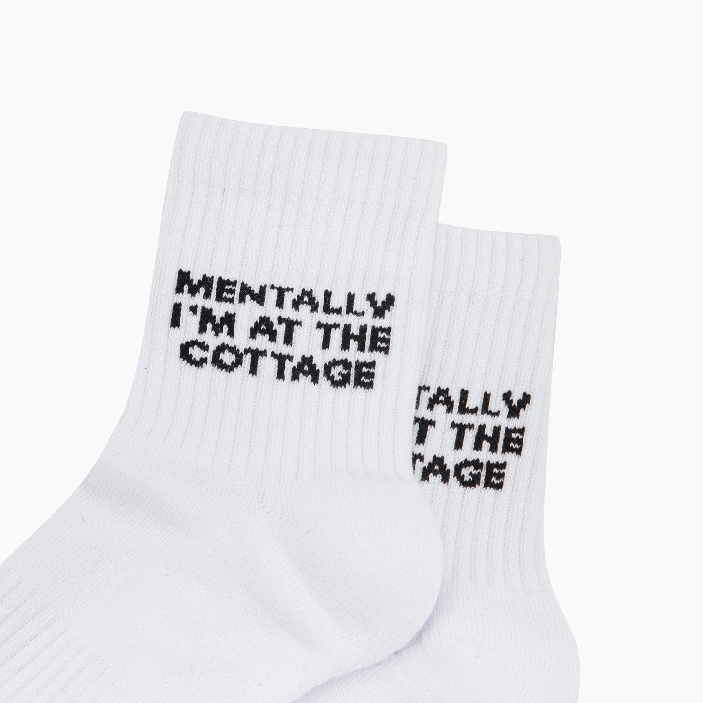Mentally I'm At The Cottage Organic Cotton Sports Socks in White