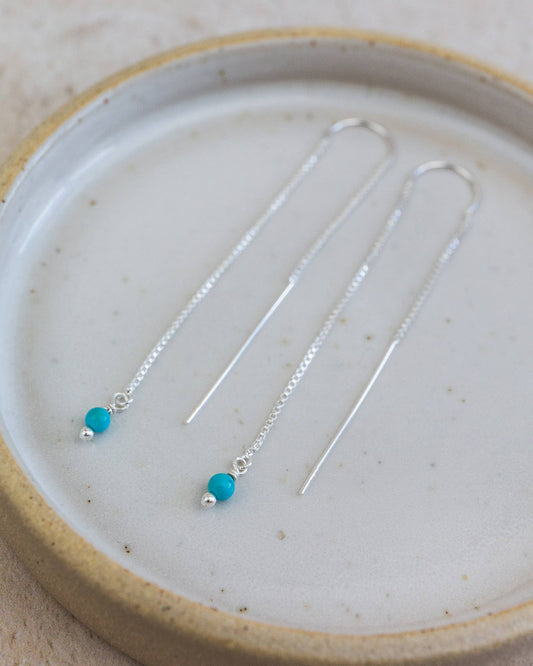 Lucy Kemp Jewellery - Sterling Silver Threader Earrings With Semi Precious Stone