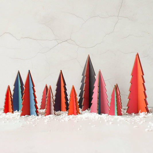 Rocket and Fox - Colourful Christmas Tree Sets in Wood