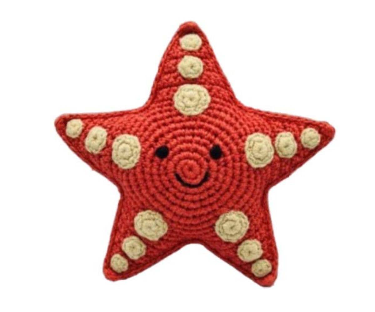 Starfish Baby Rattle, Fair Trade Crochet Organic Cotton