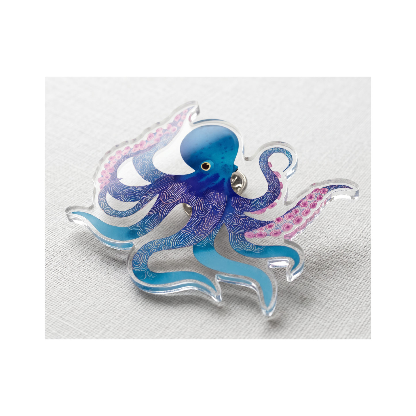 Brooch Pin Badge - Octopus Beach Summertime Seaside Coastal