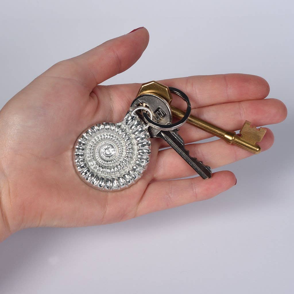Ammonite Fossil Keyring English Pewter Geology Gifts