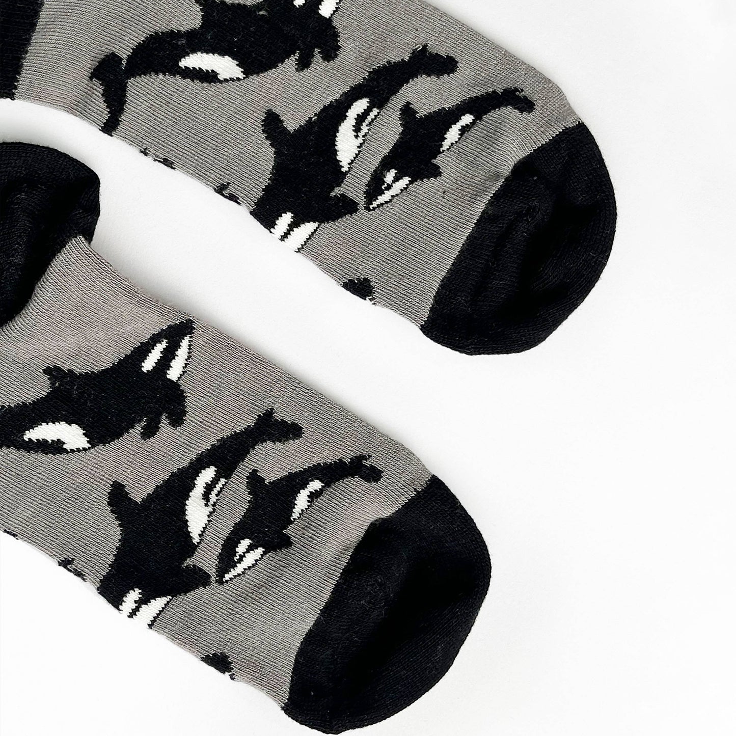 Orca Socks | Trainer Socks | Grey Socks | Ocean Socks: UK Adult 4-7