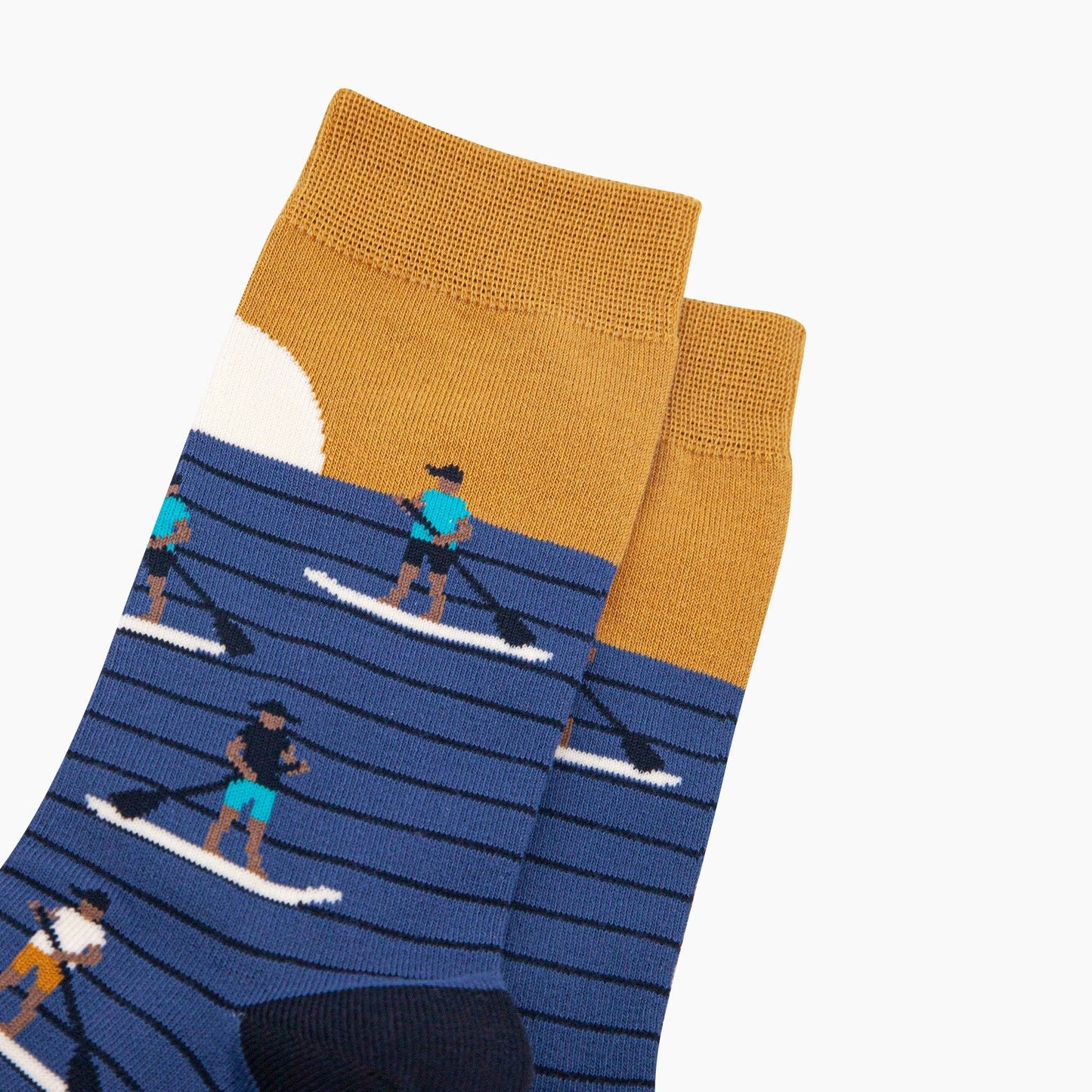 Sunset Paddle Boarding Bamboo Socks in Blue