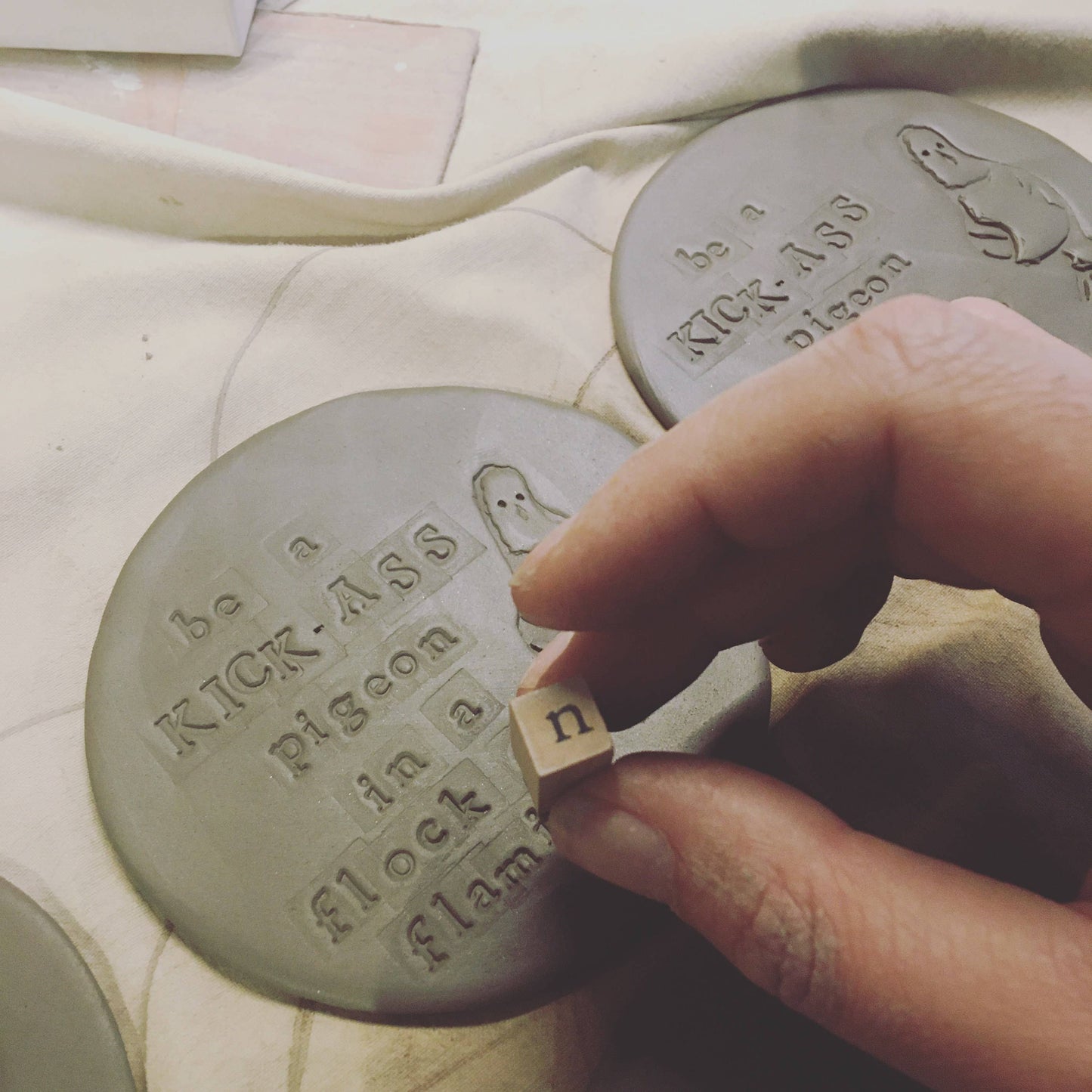 Kick-Ass Pigeon Ceramic Dish – Handmade Trinket Dish