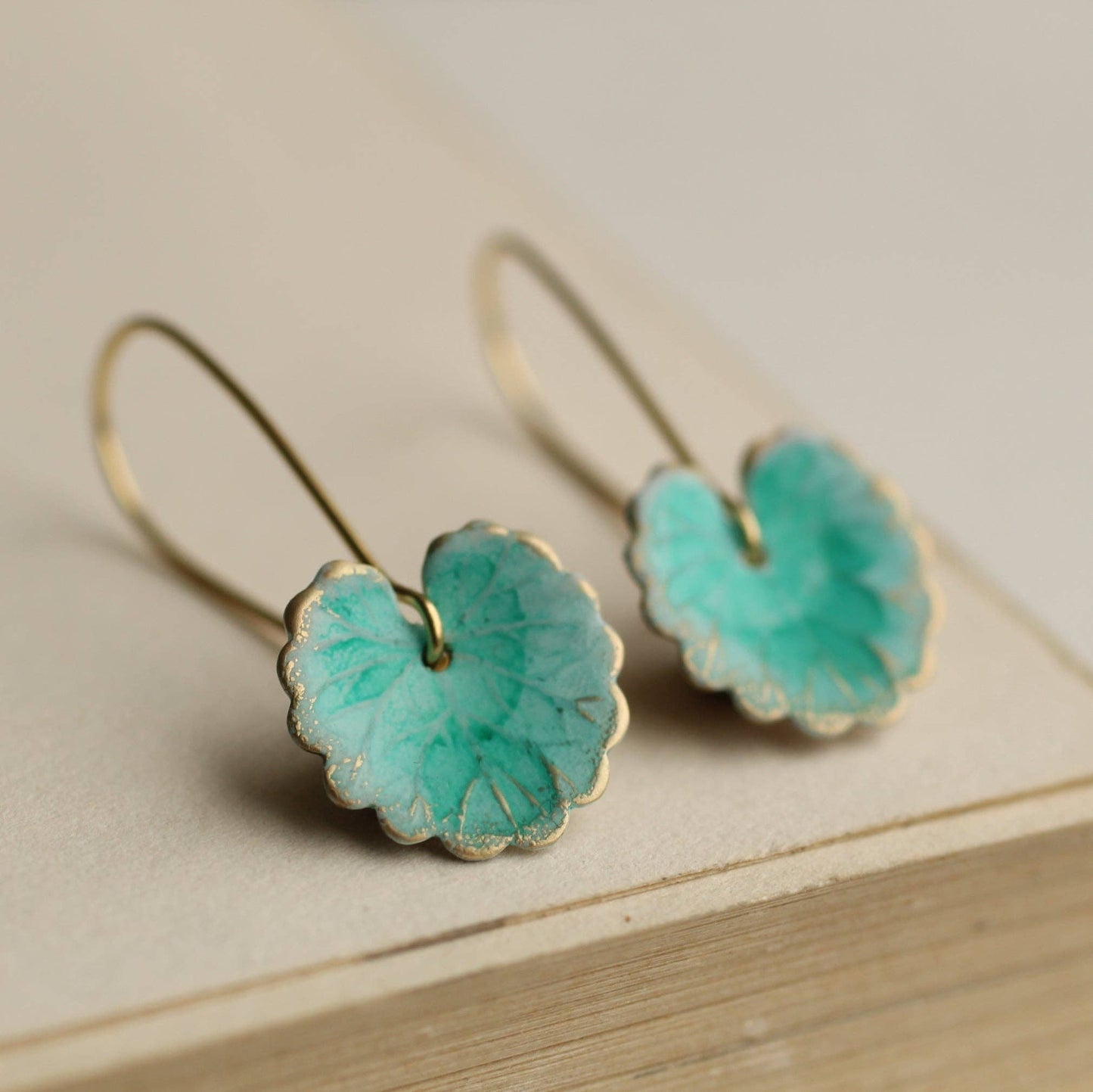Silk Purse, Sow's Ear - Seafoam Turquoise Leaf Earrings