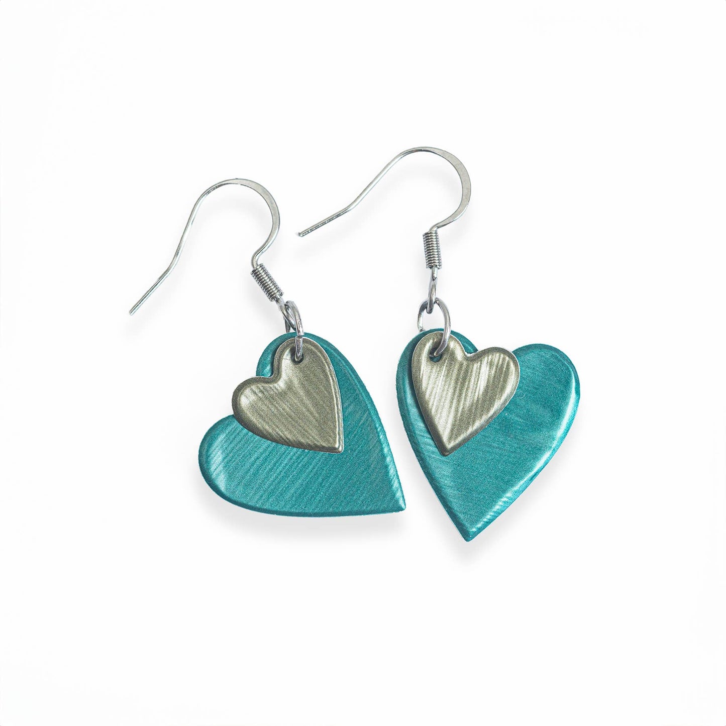 Coffee Pod Creations - Heart Earrings - Upcycled Aluminium - Handmade