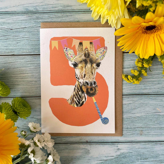Jen Winnett Eco Artist - Number 5 Children's Birthday Card