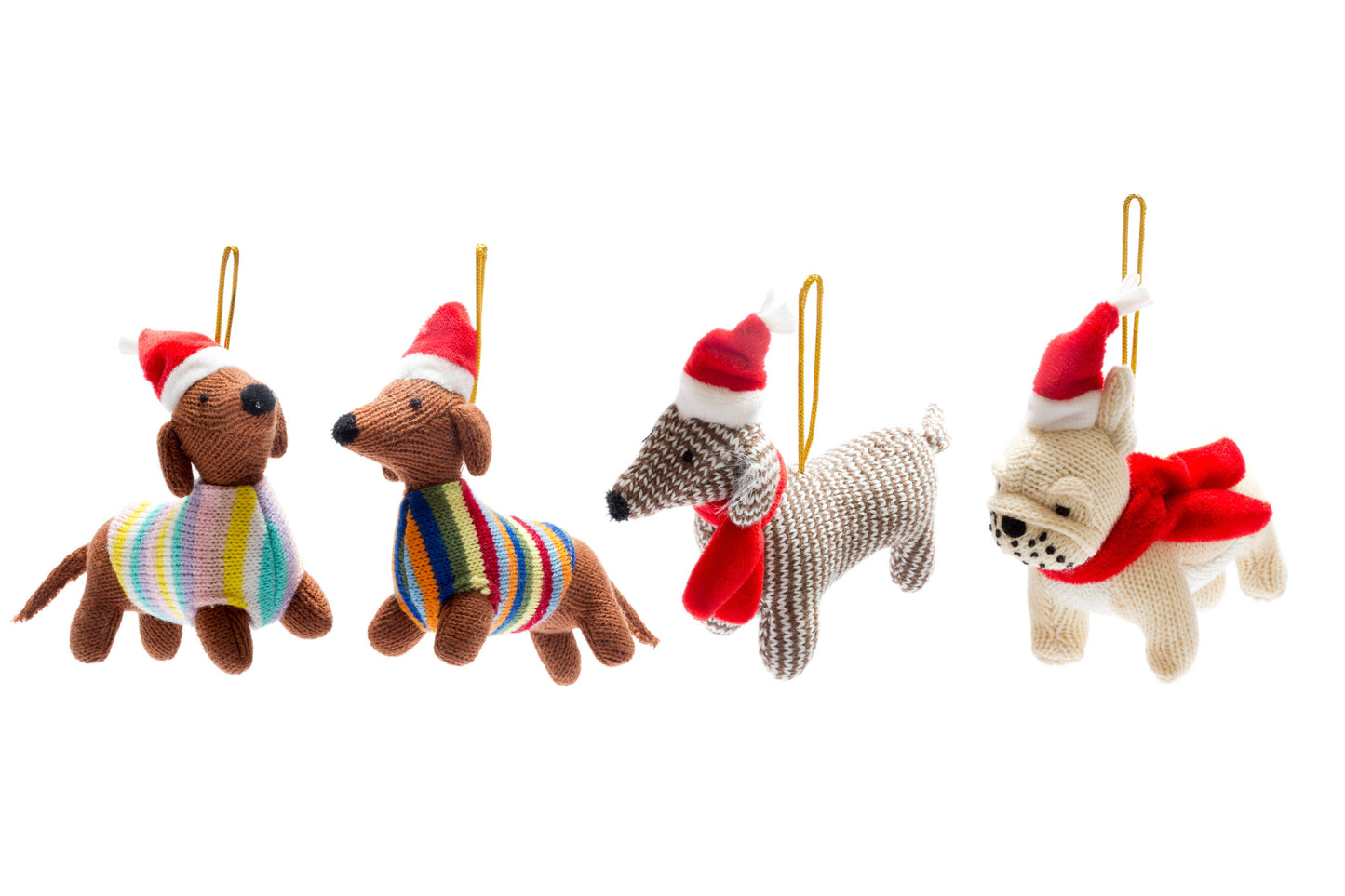 Sausage Dog Christmas Decoration, Knitted Dachshund Decor