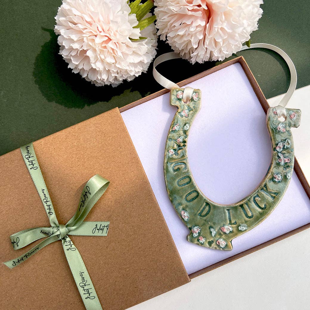 Green Meadow Good Luck Ceramic Wedding Horseshoe