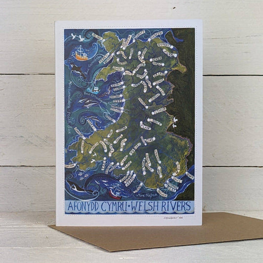 Driftwood Designs -  Cymru - Welsh Rivers Large Greetings Card