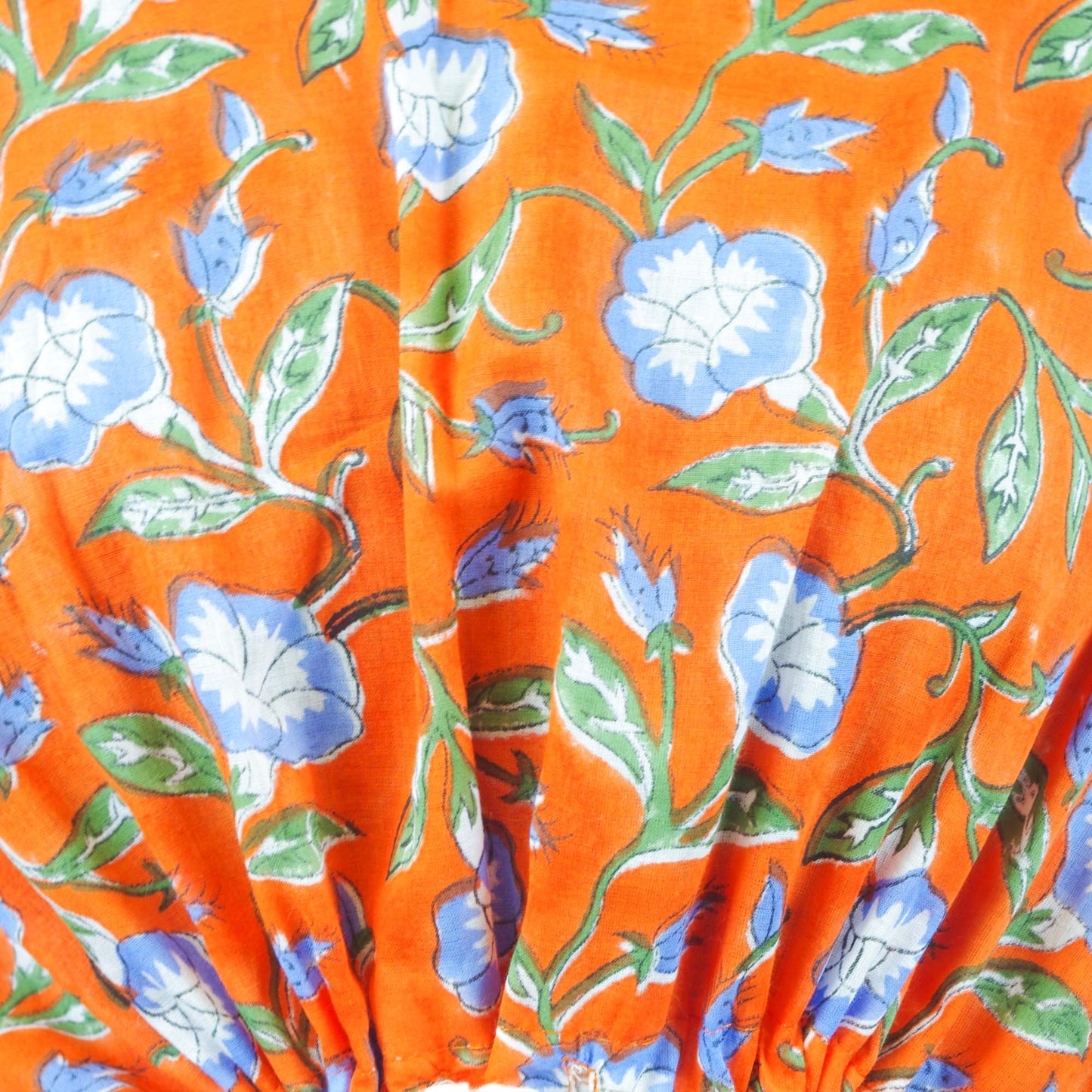 Kanthor Decor Block Printed Cotton Coverup / Kaftans -Orange