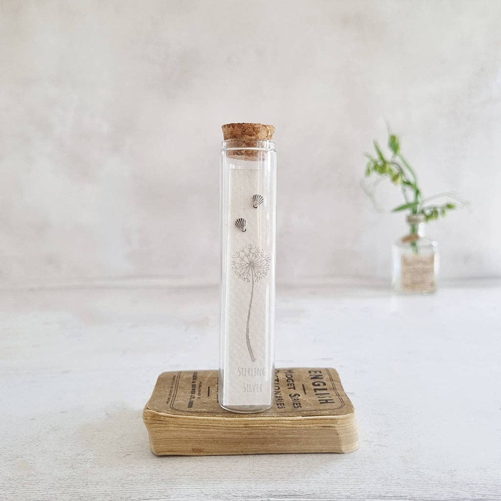 Zamsoe - Sterling silver shell stud earrings in a bottle
