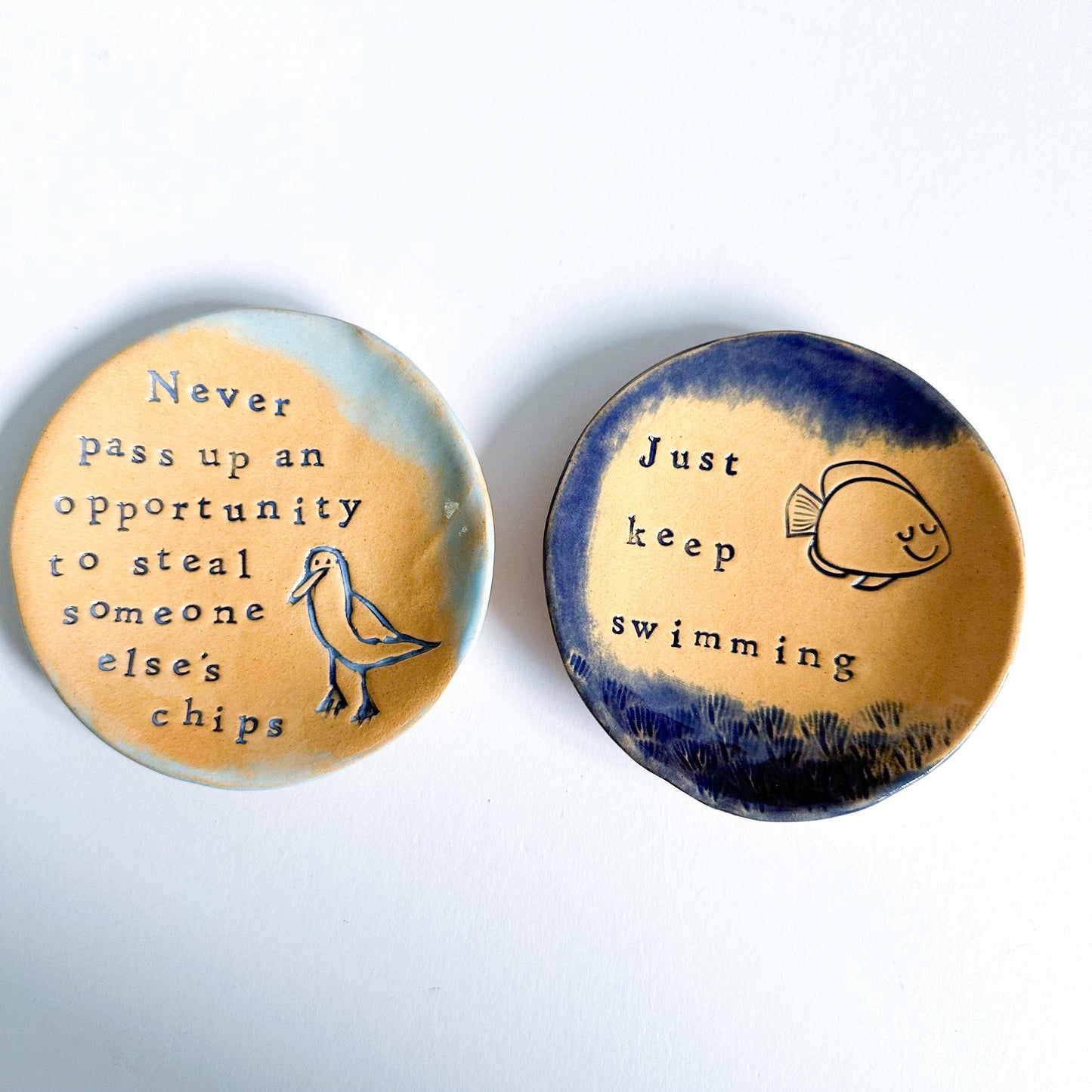 Just Keep Swimming - Ceramic Trinket Dish - Made in Wales
