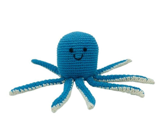 Best Years Ltd - Octopus Baby Rattle Blue, Fair Trade Crochet Organic Cotton