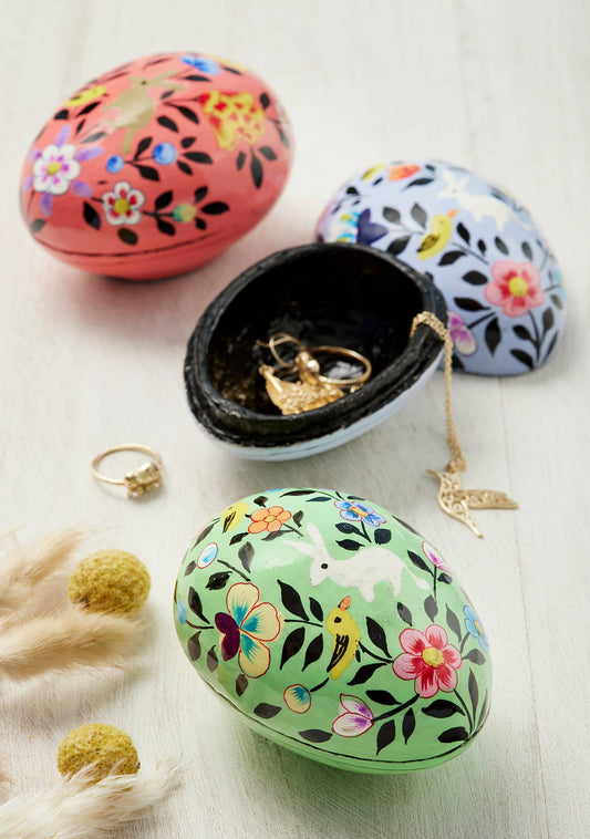 Namaste - Kashmiri Bunny & Chick Hand Painted Egg Gift Box