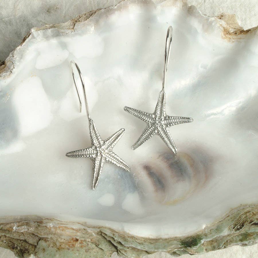 Starfish Drop Earrings, English Pewter Jewellery
