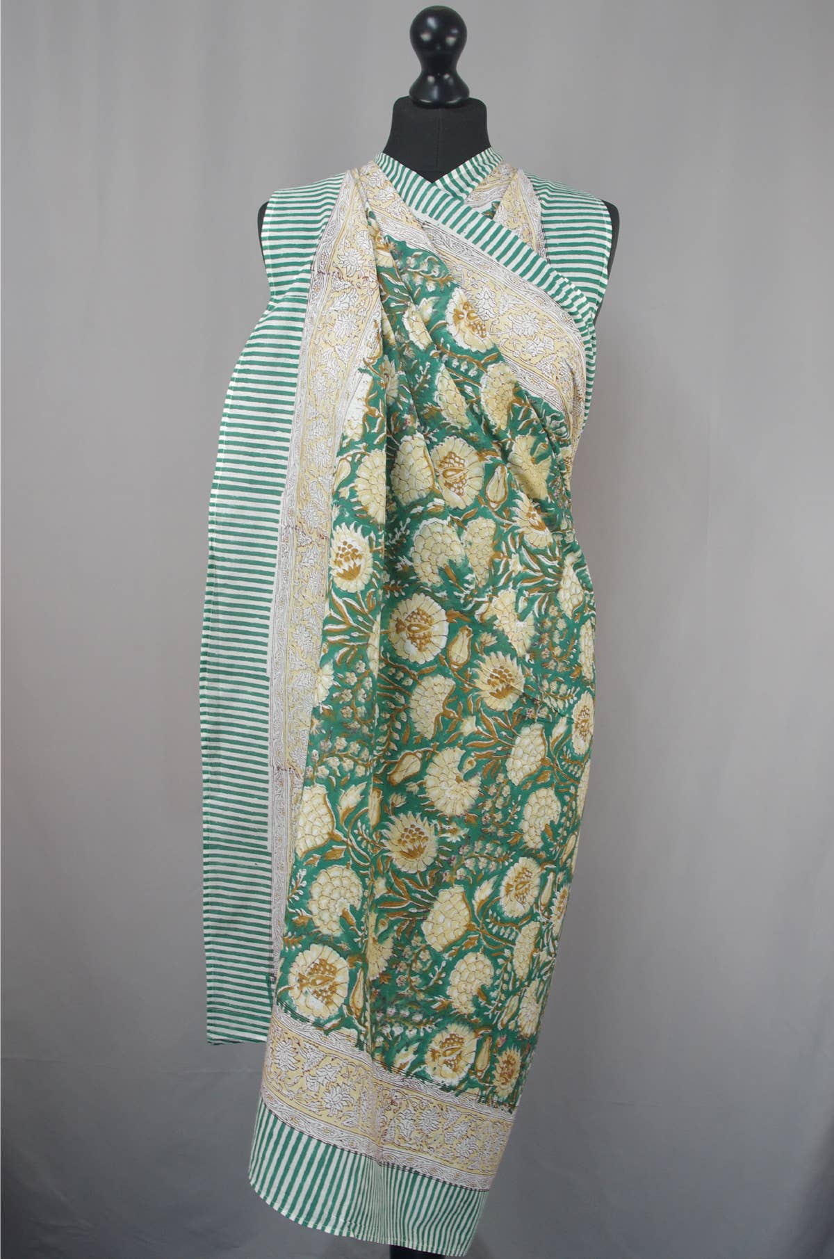 Kantha Decor - Beach  Coverup Sarong Pareo -Green