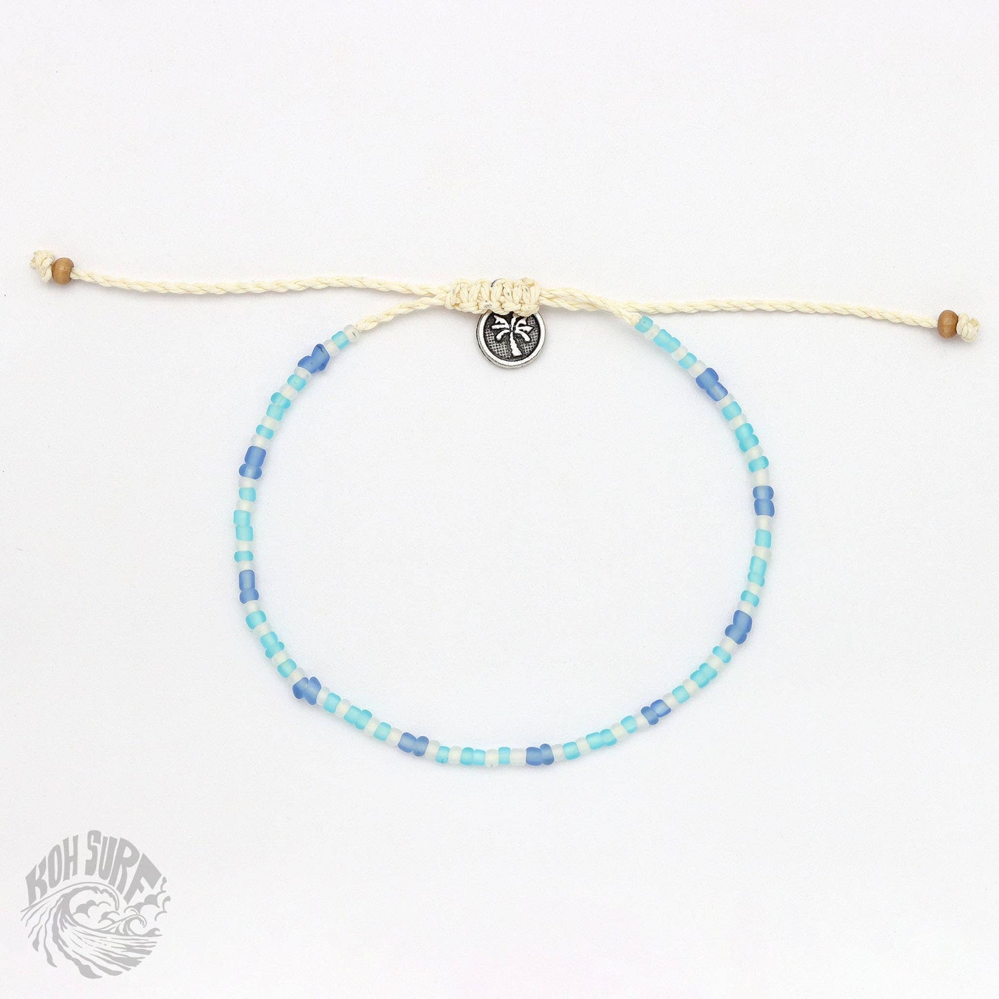 Pineapple Island -  Alila Dainty Beaded Anklet, Beach Anklet by Koh Surf: Cream & Blue