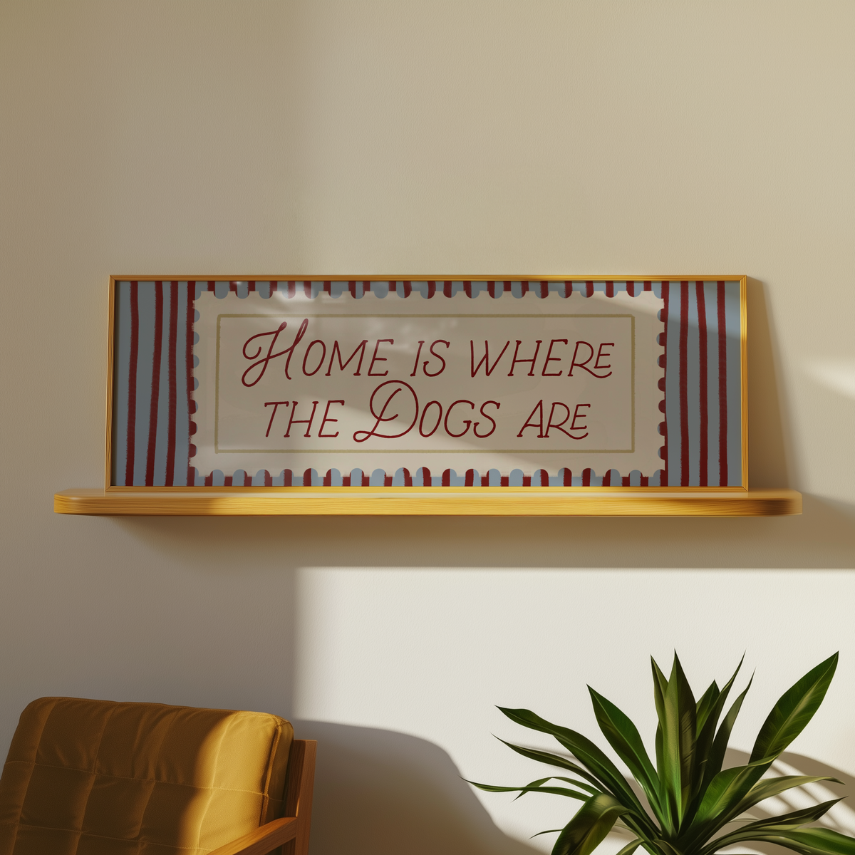 Home Is Where the Dog Is | Blue Red Wall Art, Pet Decor