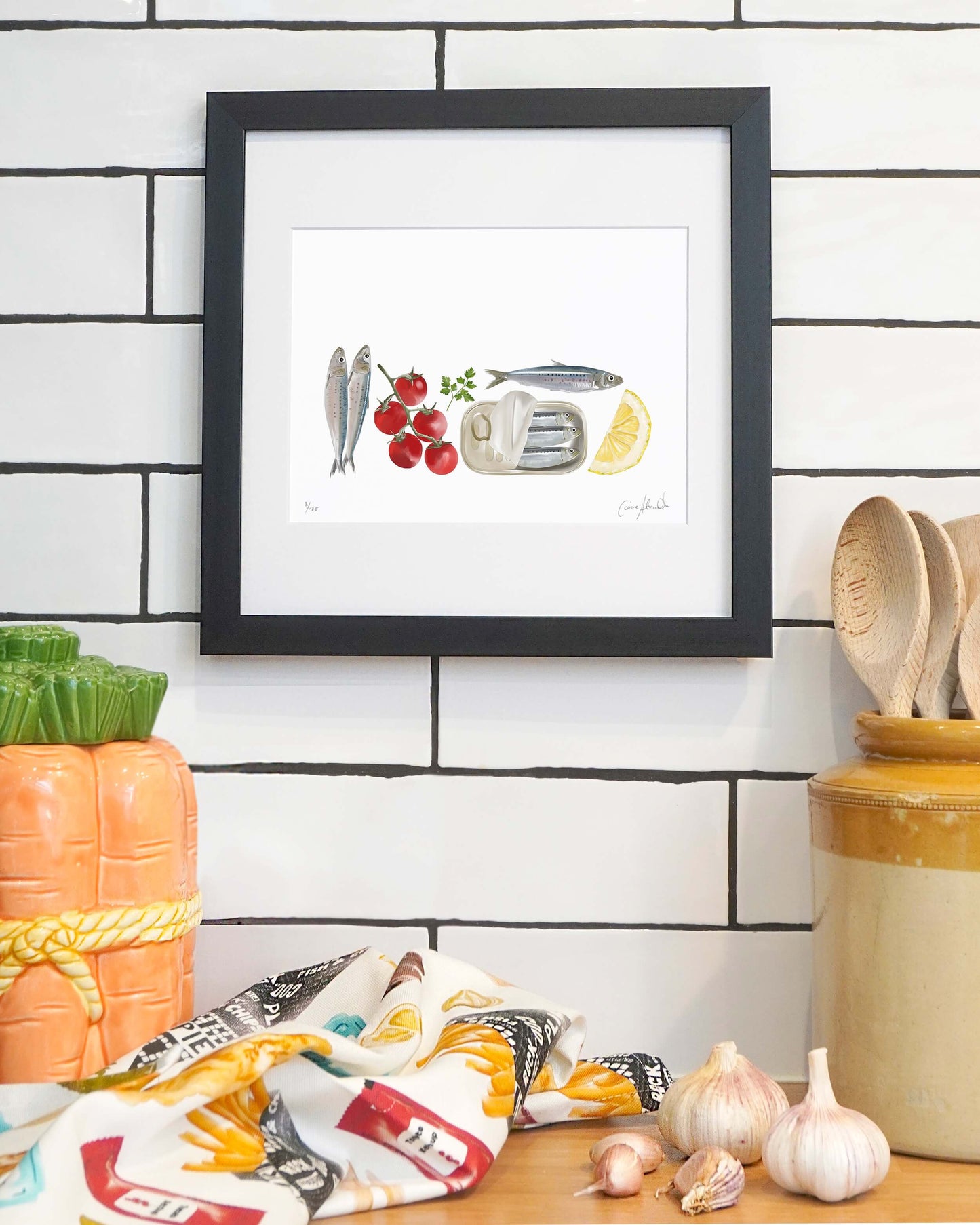 Sardine Print - Framed Limited Edition Print - Seafood