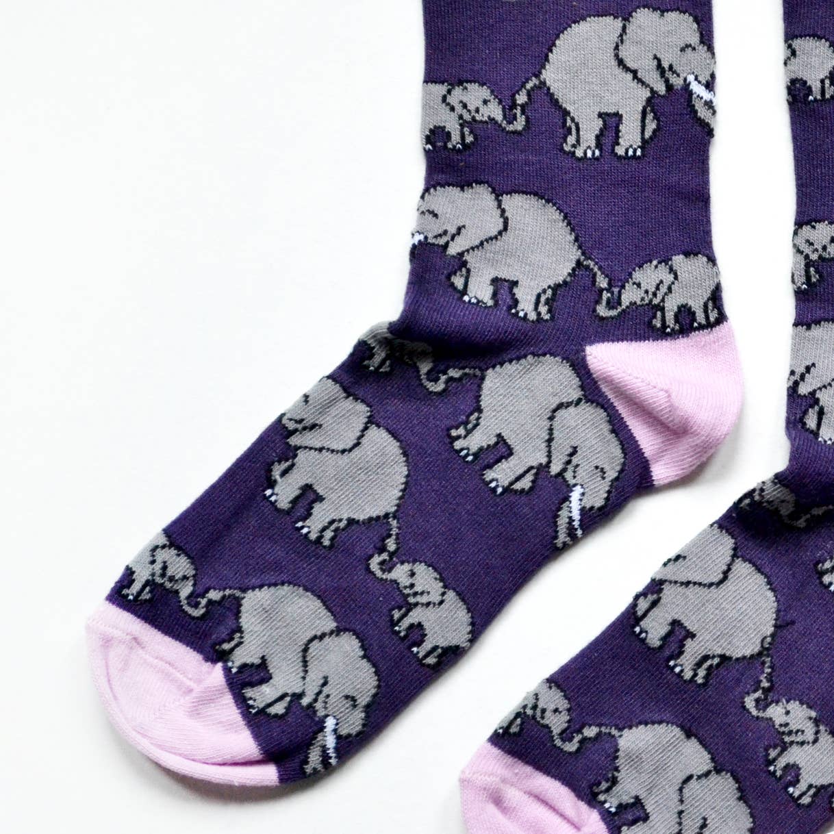 Bare Kind - Elephant Socks | Bamboo Socks | Purple Socks: UK Adult 7-11 / Single Pair / Elephants