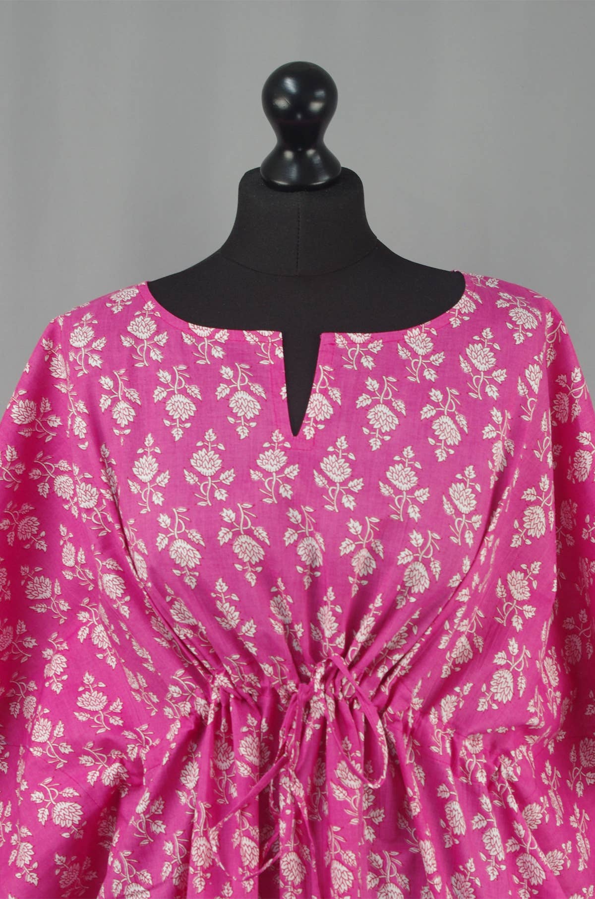 Kanthor Decor Block Printed Cotton Coverup / Kaftans - Pink Floral