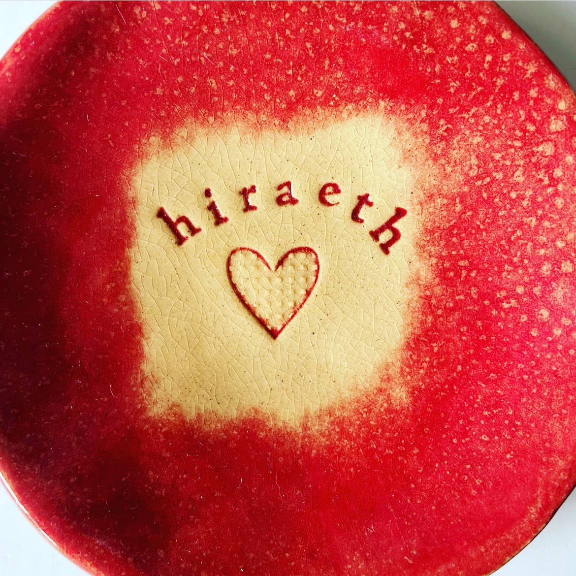 Hiraeth Ceramic Trinket Dish: Welsh Home Longing, Red Glaze