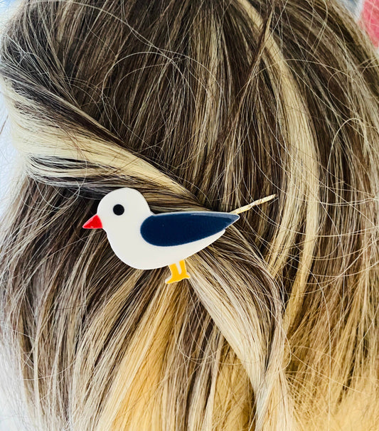 Jewells - Seagull or Puffin resin hair grip clip