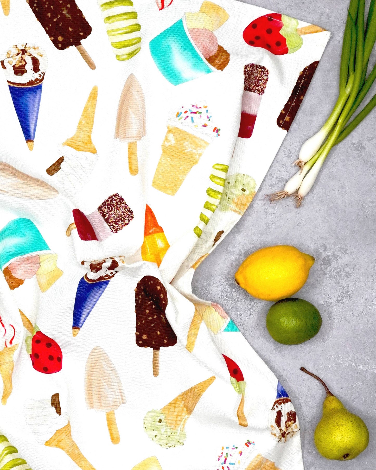 Ice Cream Tea Towel - British Made - Funny Kitchen Towel
