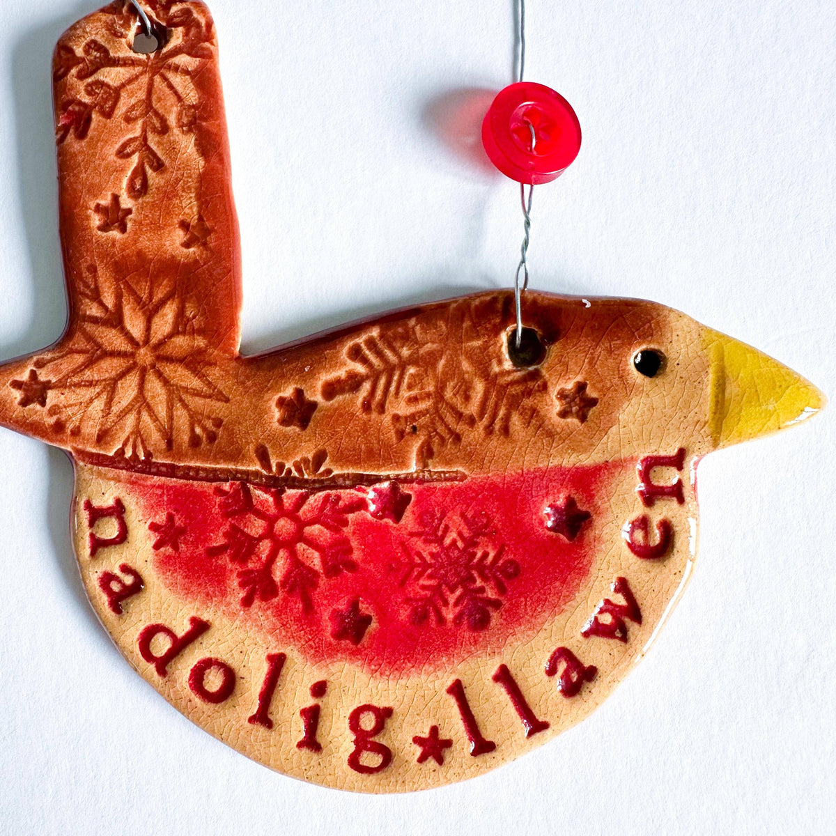 Nadolig Llawen Welsh Robin - Christmas Tree Decoration