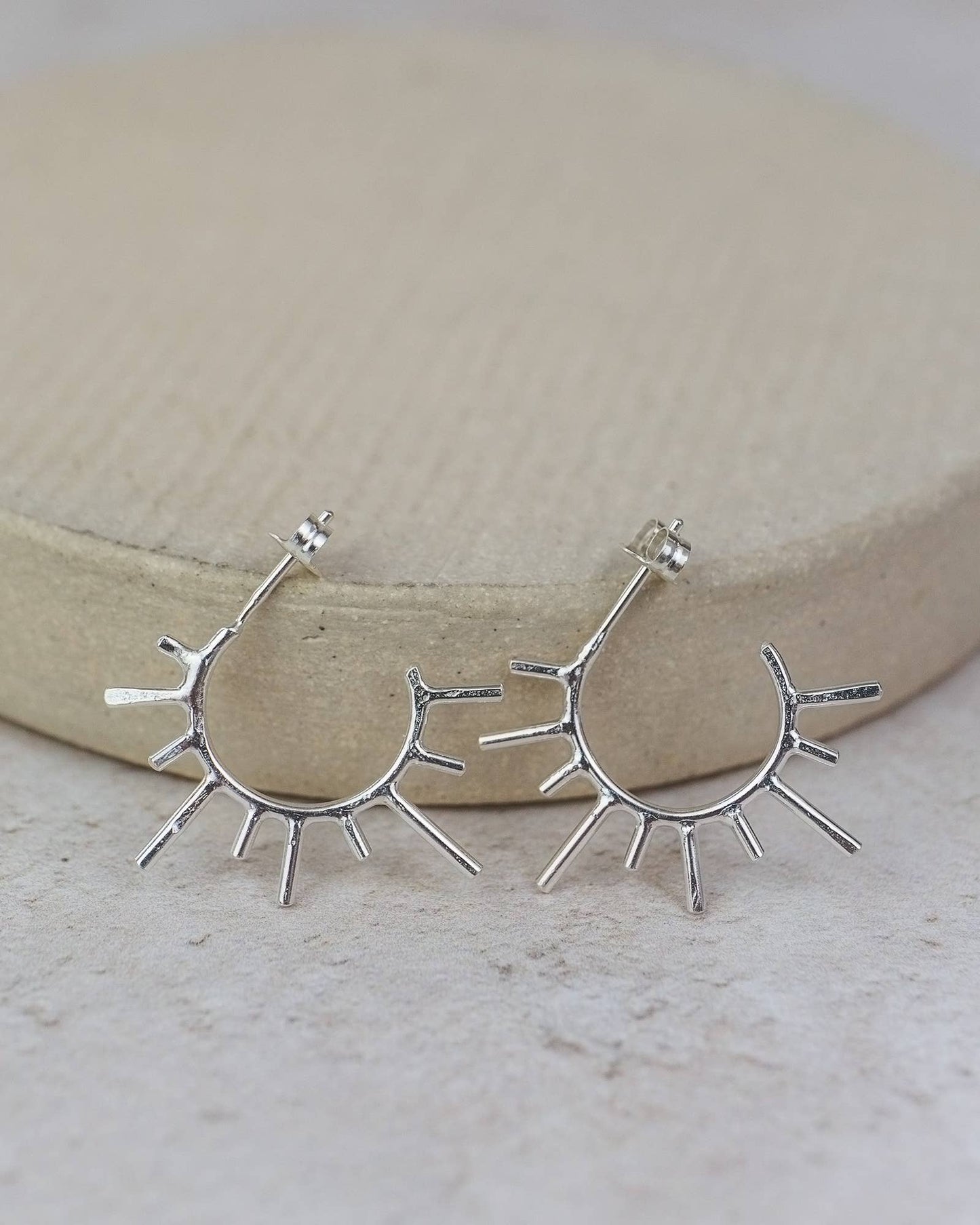 Lucy Kemp Jewellery - Sterling Silver Sun Hoops