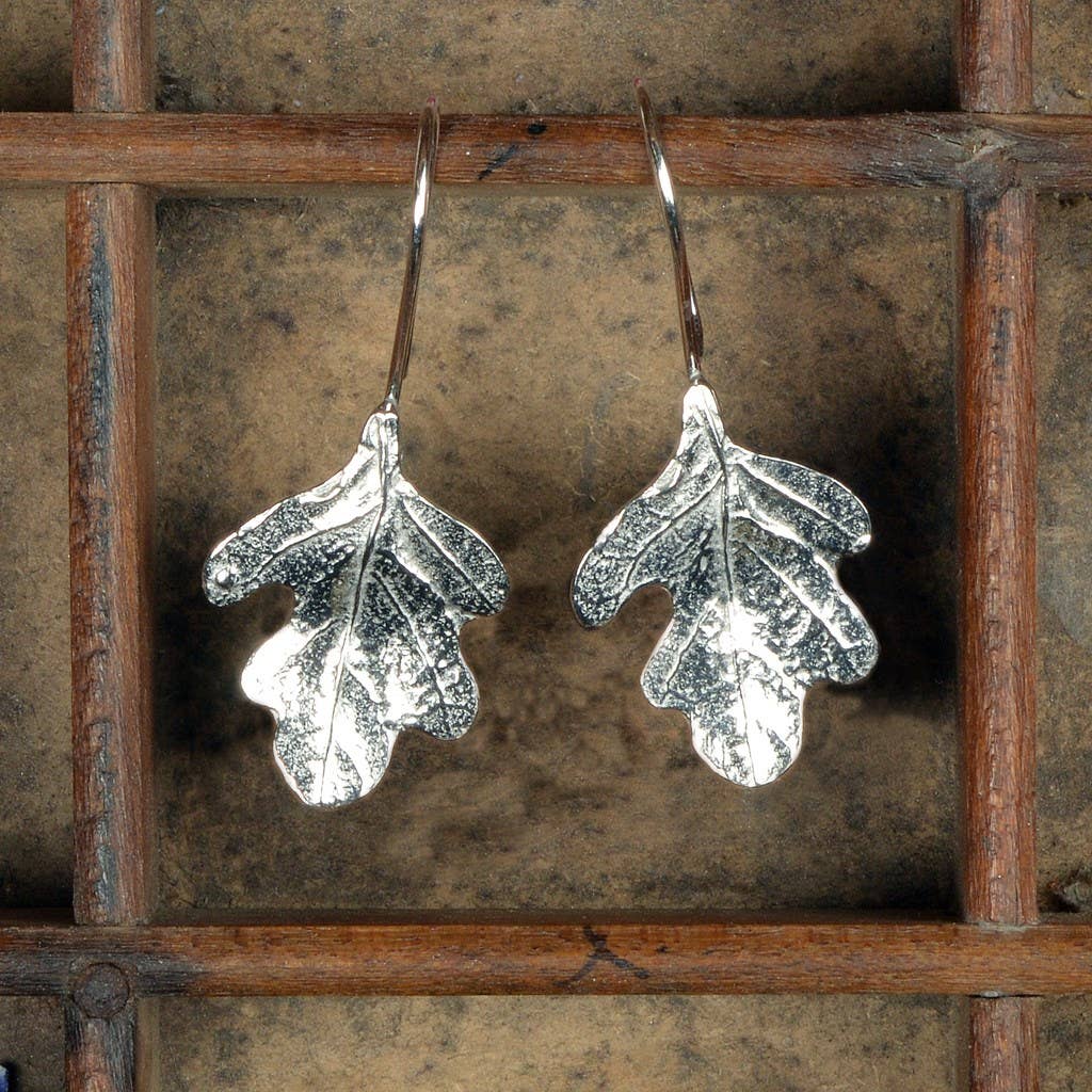 Oak Leaf Drop Earrings English Pewter Jewellery