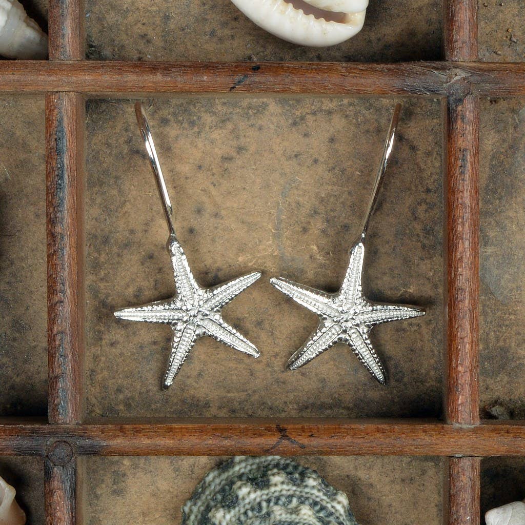 Starfish Drop Earrings, English Pewter Jewellery