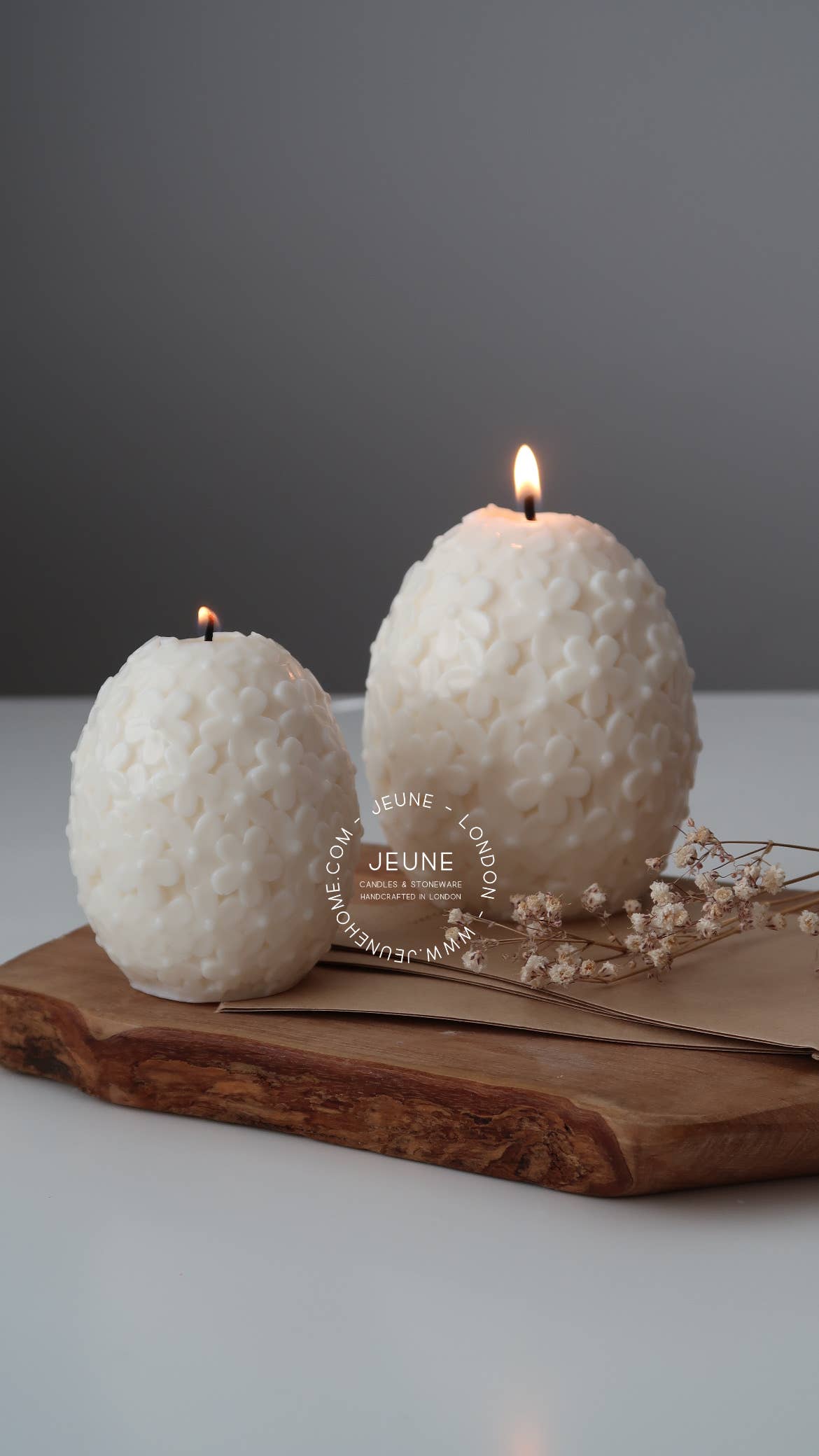 Jeune Home - Easter egg with carved flowers candle