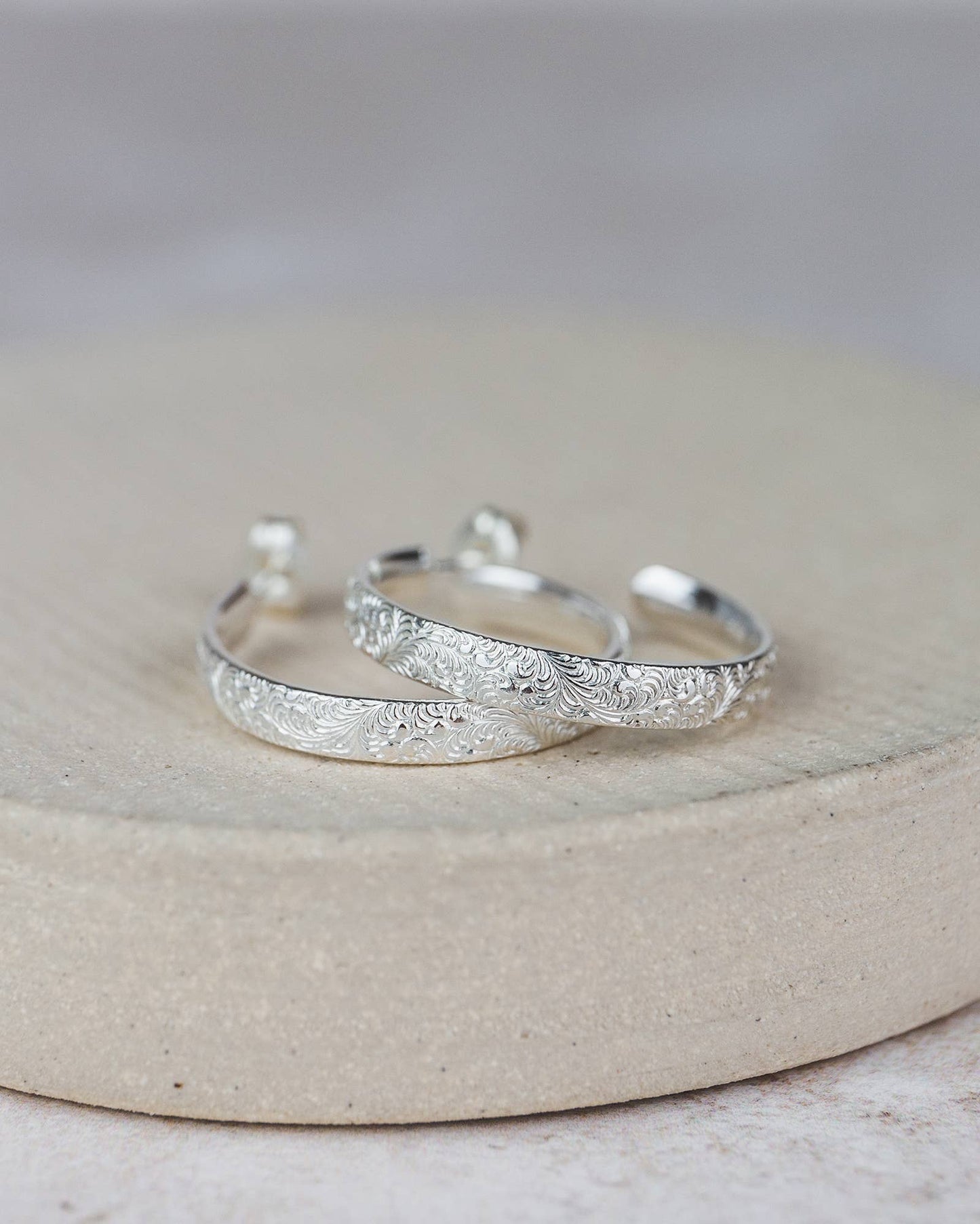 Lucy Kemp Jewellery - Sterling Silver Large Lace Hoops