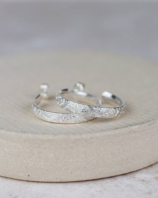 Lucy Kemp Jewellery - Sterling Silver Large Lace Hoops