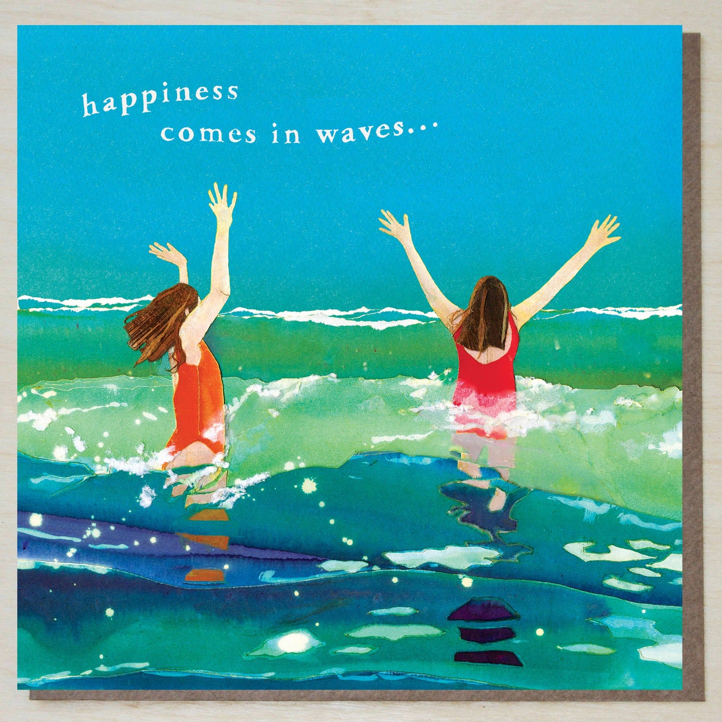 Windsock Press - Sea Swimming/Wild Swimming Card (happiness comes in waves)